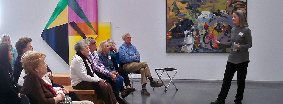 Parrish Art Museum docent with a group from the Alzheimer's Disease Resource Center (ADRC). Image courtesy ADRC and Dr. Cynthia Paulis.